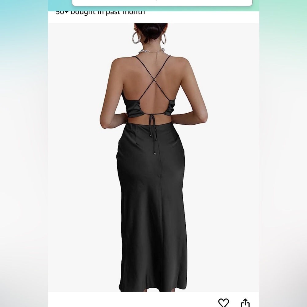 LYANER Women's Satin Cowl Neck Straps Slip Sexy Cut Out Cocktail Midi Dress